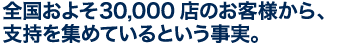 全国およそ30000店を超えるお客様から、支持を集めているという事実。